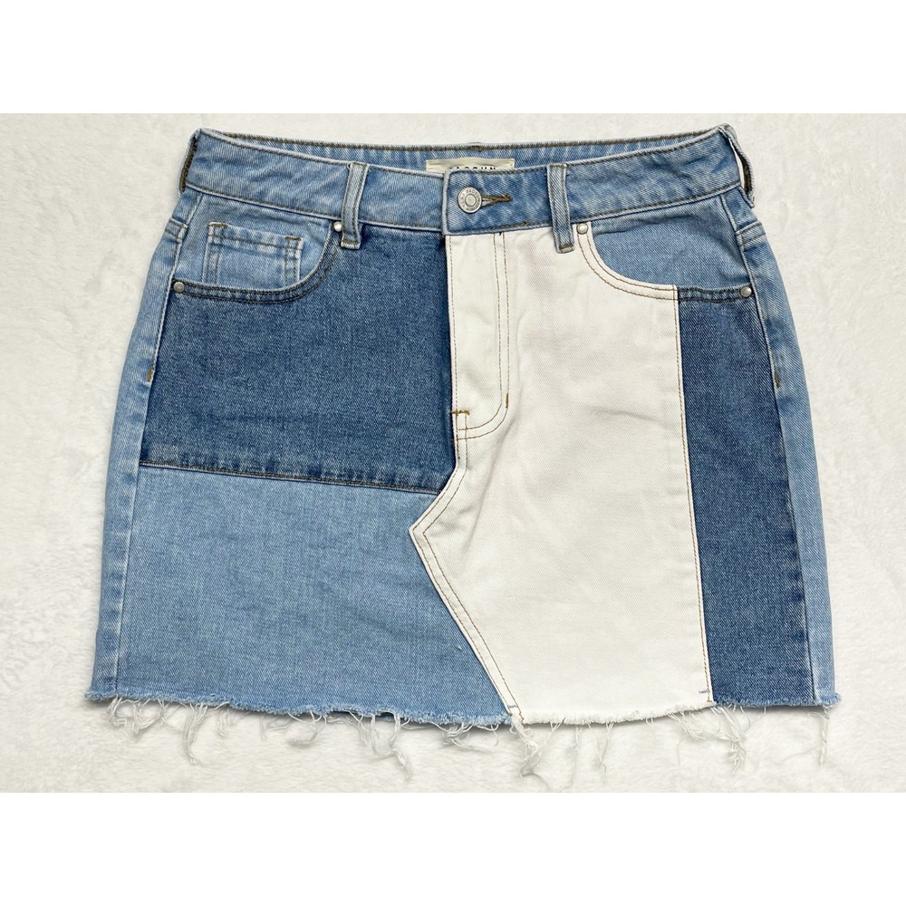 PacSun Color Block Skirt Size 28 Denim Blue White Y2K Inspired